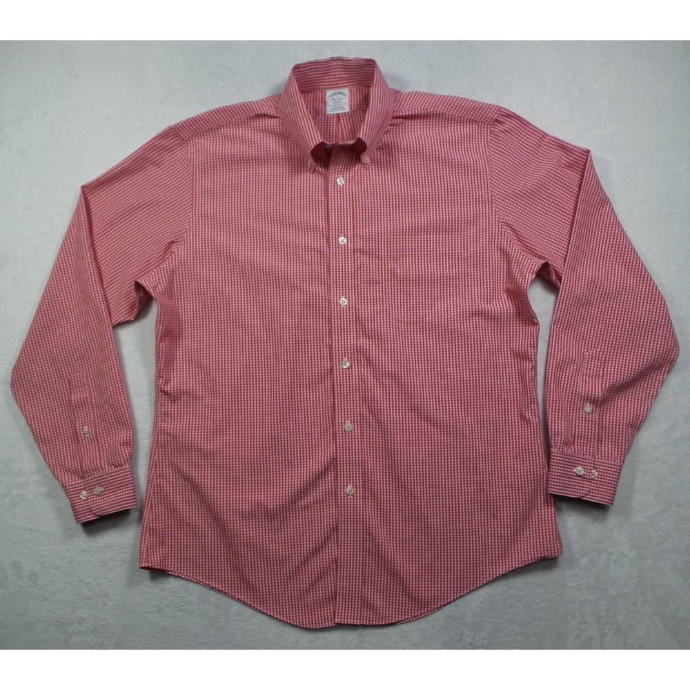 Brooks Brothers Shirt Mens Size Large Red Plaid Button Down Regent Supima Cotton